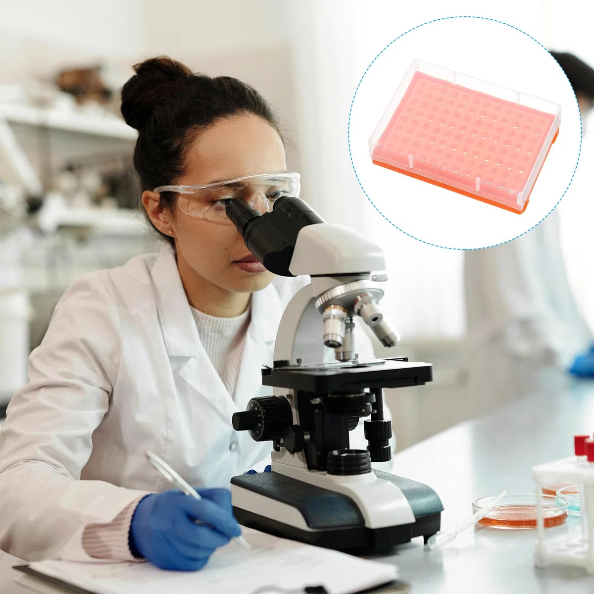 PATIKIL 96-Well PCR Tube Rack Für 0.2ml Teststreifenröhrchen 5 Stücke Wasserdichte Röhrchenfüllschale Zentrifugenröhrchenhalter Orange