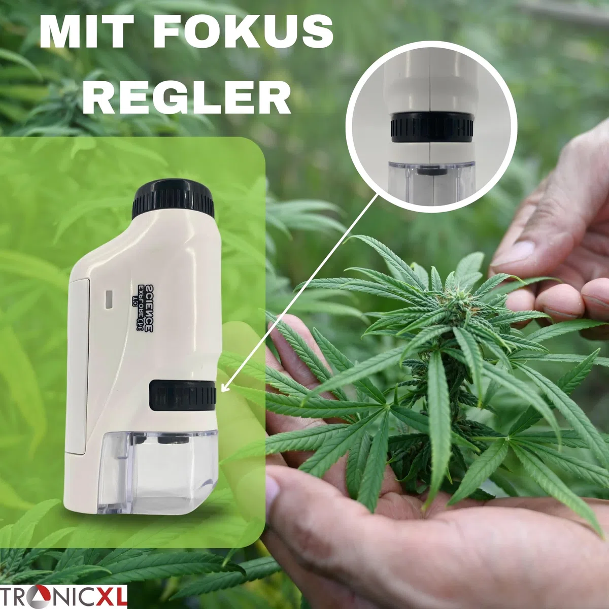 TronicXL Grow Taschenmikroskop 60x - 120x Lupe Mikroskop für Trichome Ernte Zubehör für Growbox Grower Erntehelfer Prüfung Messgerät Schädlinge Pilze