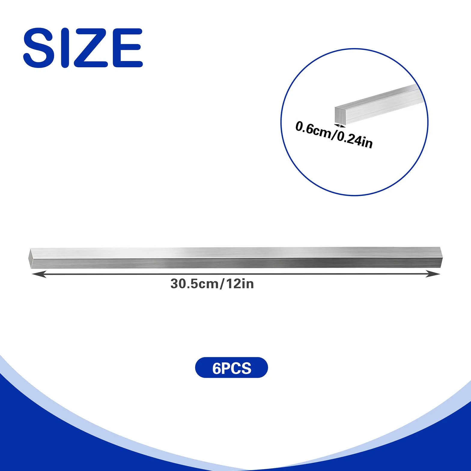 6 Stück Edelstahlstäbe,Edelstahl Vierkant Stange,6x6x305 mm Metallstange Edelstahlstange Quadratstab Metallstäbe zum Basteln für DIY Handwerk Industrie Metallbearbeitung Hobbys und Heimwerken