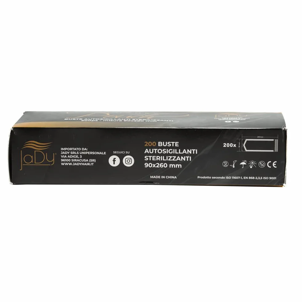 JaDy Sterilisationsbeutel 90 x 260 mm durchsichtig Kunststoff selbstversiegelnd thermoplastisch selbstklebend für Werkzeugsterilisation Kosmetik Friseur Zahnarzt