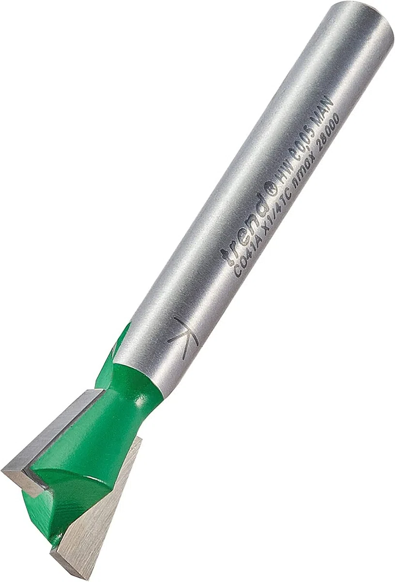 Trend C041AX1/4TC Craft Pro 1/4-Zoll-Schaft Schwalbenschwanz-Fräser, C041AX1/4TC X Durchmesser Schnittlänge 12,7 mm, Wolframkarbid-Spitze, Silber