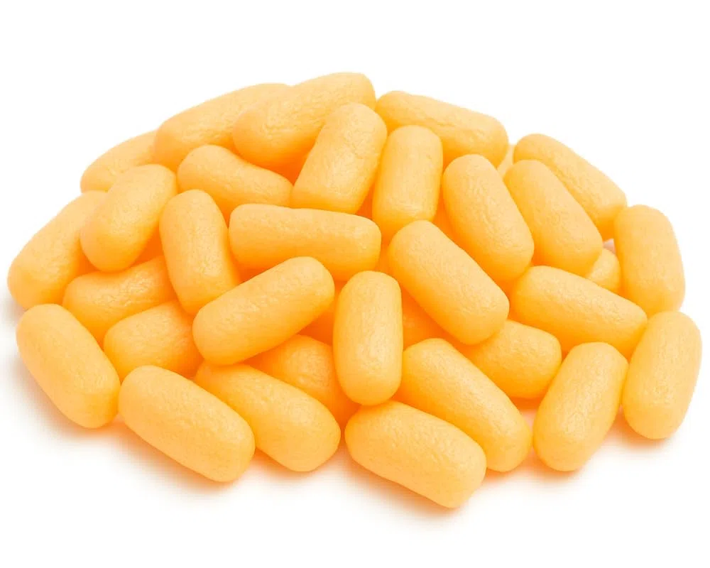 Verpackungschips Orange Zylinderform Bio | aus Maisstärke | 100% biologisch abbaubar und kompostierbar Füllchips Polsterchips Polstermaterial Füllmaterial (100)
